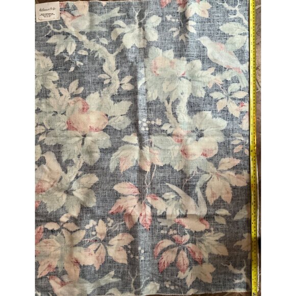 Rae Cummings 5144-2 Linen & Cotton Fabric With Colorful Birds & Leaves Print Dar - Picture 4 of 4